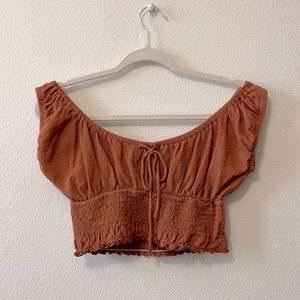 Billabong off the shoulder, burnt orange, M, crop top